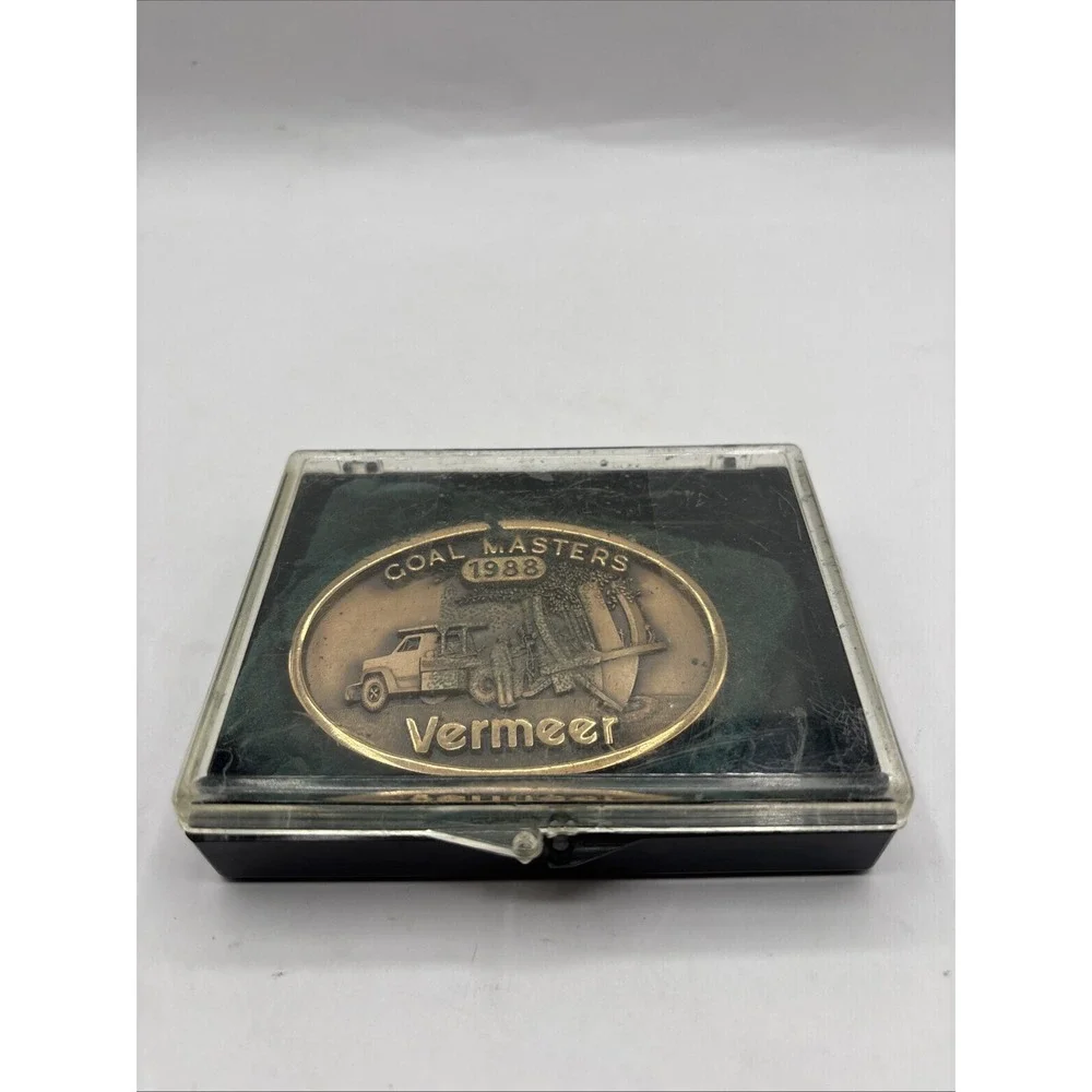 Vtg 1988 Vermeer Co Advertising Belt Buckle GOAL MASTERS Ag Industrial Machinery
